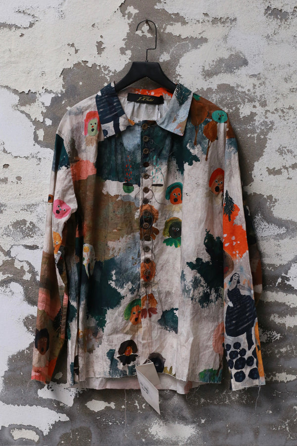 ARCHIVIO J.M.Ribot hand-painted graffiti dyed shirt/pants Italy AJM-W27-/MMG-COLORED PRINT shirt